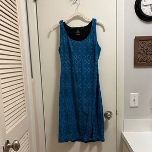 PrAna Teal Patterned Midi Dress